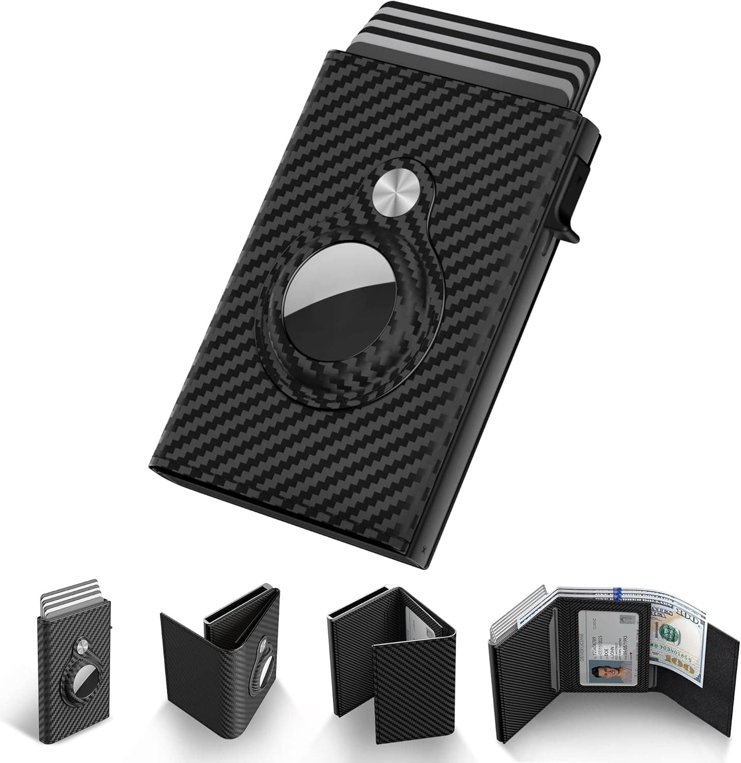 Carbon Fiber Slim Wallet with AirTag Slot - Halal gift for Muslim men